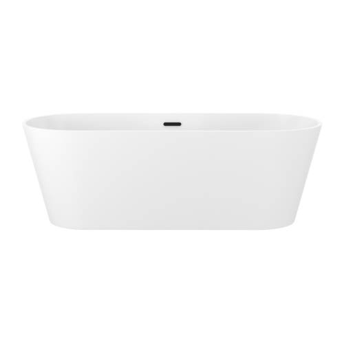 Отдельностоящая  акриловая ванна Wellsee Shell 28170303R, 170*75 см, цвет белый глянец.  Набор 4 в 1: ванна 281703000, ножки, экран, слив-перелив матовый черный  231924000.