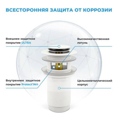 Сифон и донный клапан Wellsee Drainage System 182108001 (состоит из 182108000, 182133000)