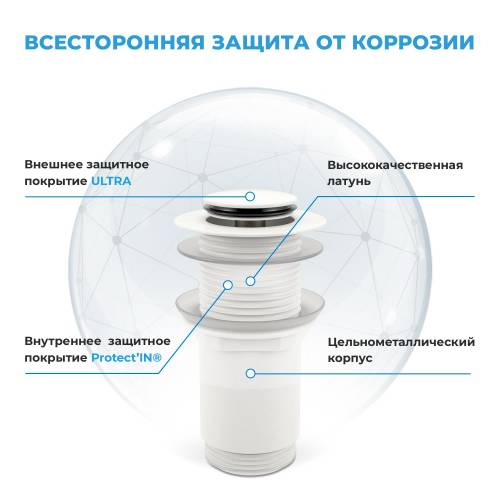 Сифон и донный клапан Wellsee Drainage System 182123002 (состоит из 182123000, 182138000)