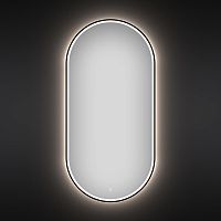 Овальное зеркало с фронтальной LED-подсветкой Wellsee 7 Rays' Spectrum 172201990 (50*100 см, черный контур, сенсорная кнопка)