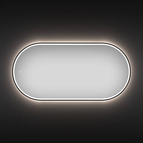 Овальное зеркало с фронтальной LED-подсветкой Wellsee 7 Rays' Spectrum 172201610 (90*50 см, черный контур, сенсорная кнопка)