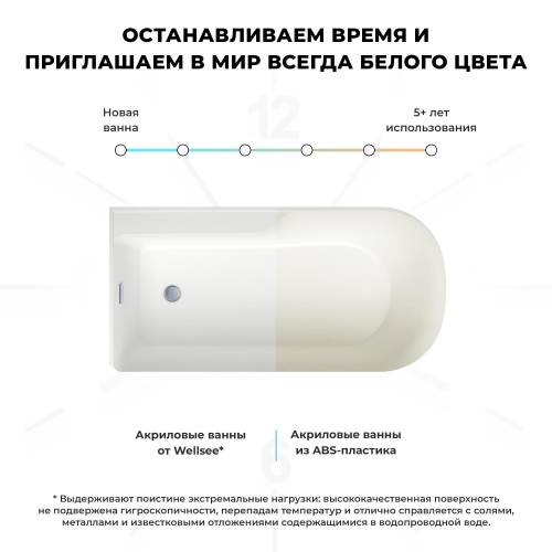 Отдельностоящая акриловая ванна Wellsee Camellia 2.0 236201003, 167*82 см (левая) Набор 4 в 1: ванна 236201000, ножки, экран, слив-перелив матовый черный 231919000.