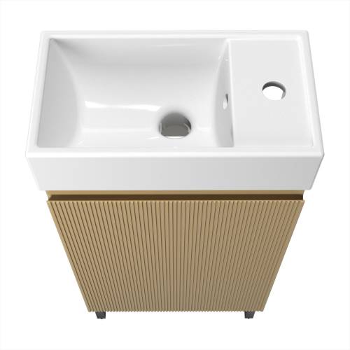 Wellsee Тумба под умывальник 3 в 1 WC Area 221803005 (тумба/матовый бежевый, раковина/глянцевый белый, ножки/матовый черный)