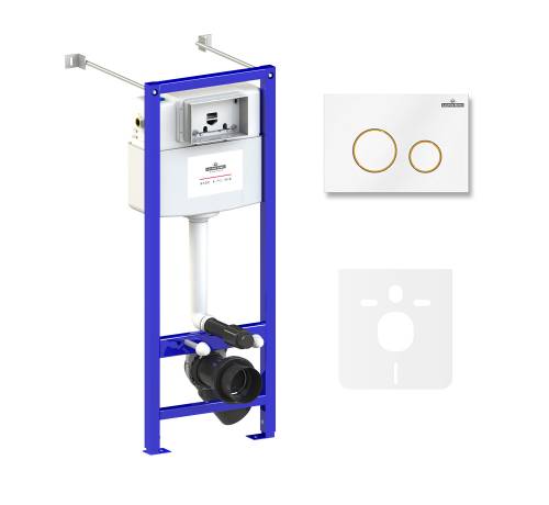 Инсталляция для унитаза комплект 4 в 1 Lavinia Boho Relfix 77020037: система инсталляции для подвесного унитаза, удлиненный комплект креплений, шумоизоляция, кнопка смыва.