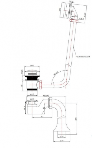 Astra-Form слив-перелив click-clack, Washbasin 3000.01 CR