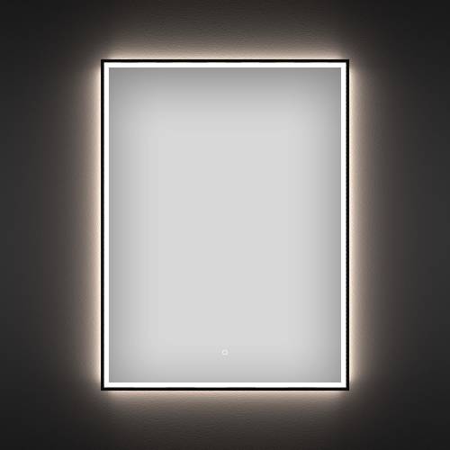 Прямоугольное зеркало с фронтальной LED-подсветкой Wellsee 7 Rays' Spectrum 172201180 (50*70 см, черный контур, сенсорная кнопка)