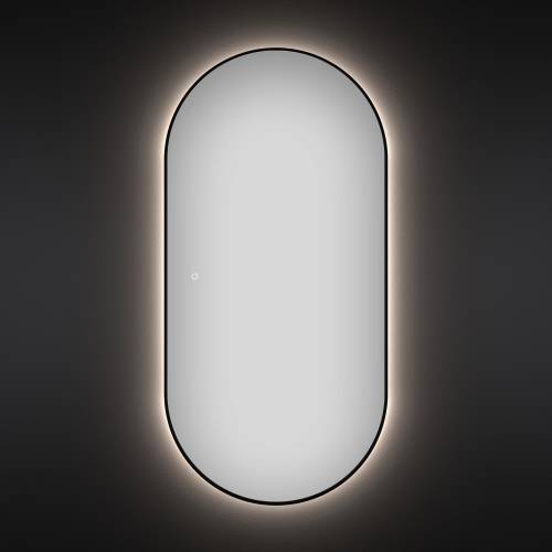Овальное зеркало с фоновой LED-подсветкой Wellsee 7 Rays' Spectrum 172201540 (55*100 см, черный контур, сенсорная кнопка)