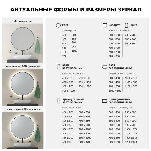 Овальное зеркало с фронтальной LED-подсветкой Wellsee 7 Rays' Spectrum 172202060 (120*60 см, черный контур, сенсорная кнопка)