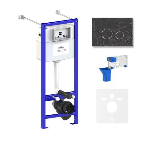 Инсталляция для унитаза комплект 5 в 1 Lavinia Boho Relfix 77020068: система инсталляции для подвесного унитаза, удлиненный комплект креплений, шумоизоляция, кнопка смыва, диспенсер