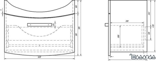Мебель для ванных комнат Dreja Тумба Alfa New 65 99.0306 с умывальником Alfa 65 194202 фото 3