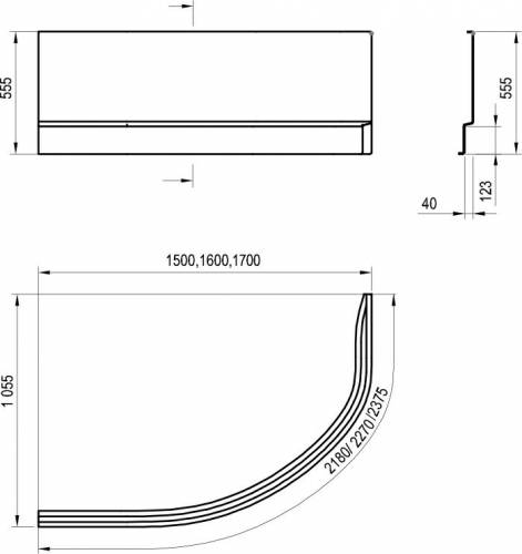Фронтальная панель для ванны Rosa II 227 см, левая