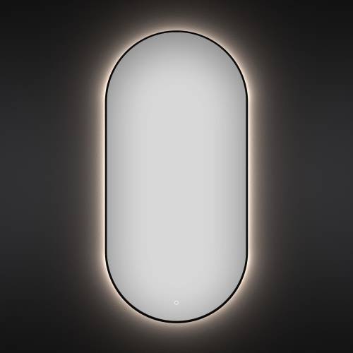 Овальное зеркало с фоновой LED-подсветкой Wellsee 7 Rays' Spectrum 172201890 (50*100 см, черный контур, сенсорная кнопка)