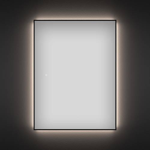 Прямоугольное зеркало с фоновой LED-подсветкой Wellsee 7 Rays' Spectrum 172201020 (70*100 см, черный контур, сенсорная кнопка)