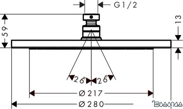 Верхний душ Hansgrohe Croma 280 1jet 26220000