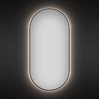 Овальное зеркало с фоновой LED-подсветкой Wellsee 7 Rays' Spectrum 172201520 (50*90 см, черный контур, сенсорная кнопка)