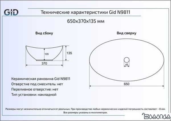 Умывальник Gid GD9811 (золотой)