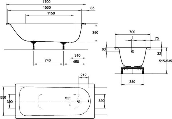 Ванна Eurowa 170x70