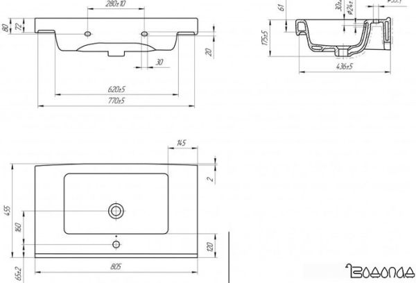 Умывальник Cersanit Grand 80 UM-GRA80/1-w фото 4