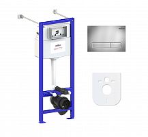 Инсталляция для унитаза комплект 4 в 1 Lavinia Boho Relfix 77020014: система инсталляции для подвесного унитаза, удлиненный комплект креплений, шумоизоляция, кнопка смыва.