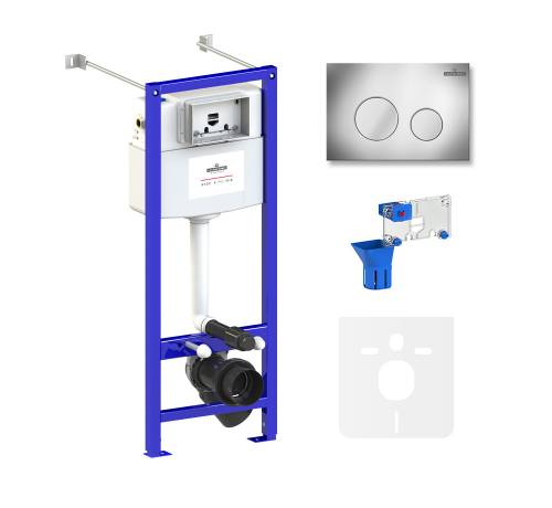 Инсталляция для унитаза комплект 5 в 1 Lavinia Boho Relfix 77020047: система инсталляции для подвесного унитаза, удлиненный комплект креплений, шумоизоляция, кнопка смыва, диспенсер