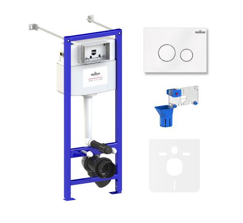 Инсталляция для унитаза комплект 5 в 1 Lavinia Boho Relfix 77020052: система инсталляции для подвесного унитаза, удлиненный комплект креплений, шумоизоляция, кнопка смыва, диспенсер