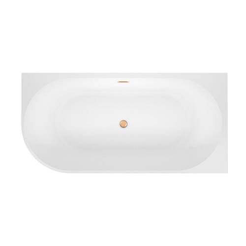 Пристенная  акриловая ванна Wellsee Excellence Pro 28760904R, 140*70 см, цвет белый  глянец. Набор 4 в 1: ванна 287609000, ножки, слив-перелив золото  231925000.