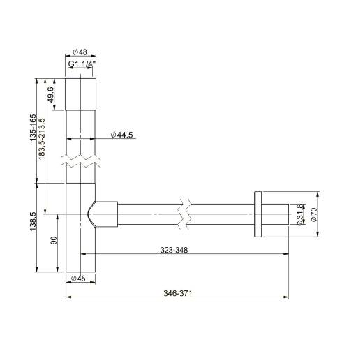 Сифон для раковины Wellsee Drainage System 182117000 (Ø 32 мм (1 1/4"); длина 346-371 мм; розовое золото)