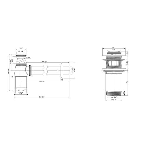 Сифон и донный клапан Wellsee Drainage System 182103001 (состоит из 182103000, 182129000)