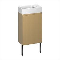 Wellsee Тумба под умывальник 3 в 1 WC Area 221803005 (тумба/матовый бежевый, раковина/глянцевый белый, ножки/матовый черный)