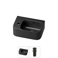 Маленькая раковина в туалет угловая Lavinia Boho Sink 20216542R в наборе 2 в 1: подвесная раковина мини 37 см, донный клапан в цвете матовый черный