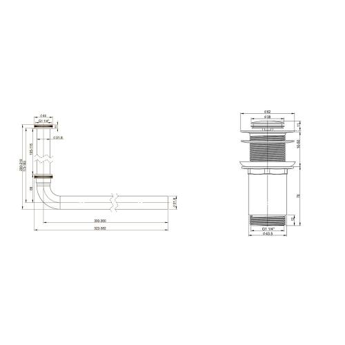 Сифон и донный клапан Wellsee Drainage System 182101002 (состоит из 182101000, 182134000)