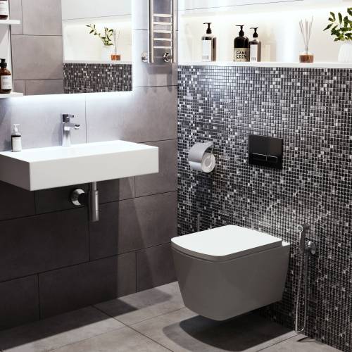 Инсталляция для унитаза комплект 5 в 1 Lavinia Boho Relfix 77020051: система инсталляции для подвесного унитаза, удлиненный комплект креплений, шумоизоляция, кнопка смыва, диспенсер