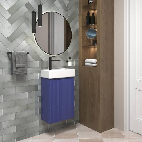 Wellsee Тумба под умывальник 2 в 1 WC Area 221804002 (тумба/матовый синий, раковина/глянцевый белый, без ножек)