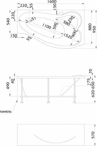 Ванна 1Marka Gracia 160*95 правая