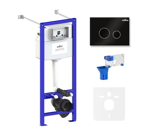 Инсталляция для унитаза комплект 5 в 1 Lavinia Boho Relfix 77020053: система инсталляции для подвесного унитаза, удлиненный комплект креплений, шумоизоляция, кнопка смыва, диспенсер