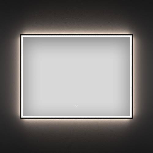 Прямоугольное зеркало с фронтальной LED-подсветкой Wellsee 7 Rays' Spectrum 172201330 (90*70 см, черный контур, сенсорная кнопка)