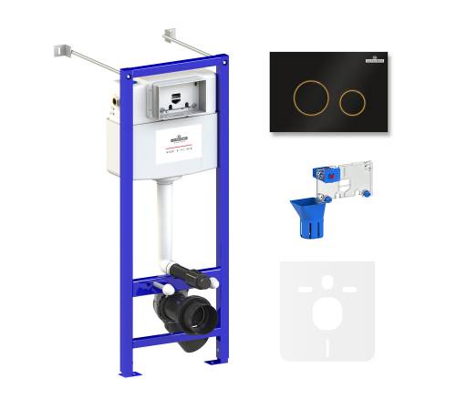 Инсталляция для унитаза комплект 5 в 1 Lavinia Boho Relfix 77020065: система инсталляции для подвесного унитаза, удлиненный комплект креплений, шумоизоляция, кнопка смыва, диспенсер