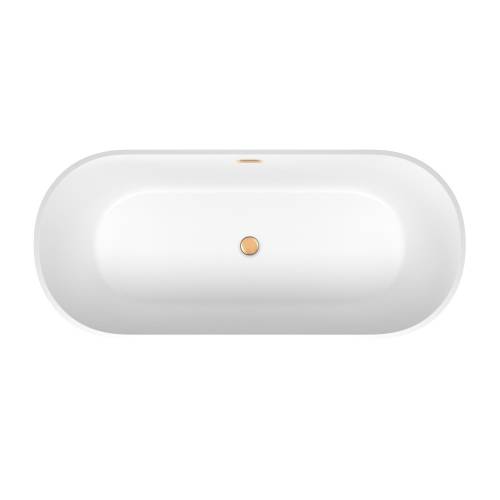 Отдельностоящая  акриловая ванна Wellsee Shell 28170104R, 140*70 см, цвет белый глянец.  Набор 4 в 1: ванна 281701000, ножки, экран, слив-перелив золото  231925000.