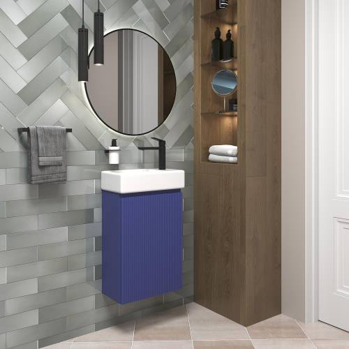 Wellsee Тумба под умывальник 2 в 1 WC Area 221804001 (тумба/матовый синий, раковина/глянцевый белый, без ножек)