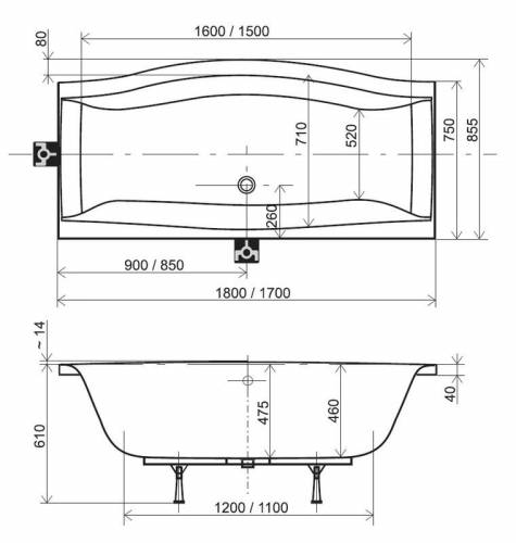 Акриловая ванна Ravak Magnolia (170 см)