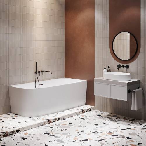 Пристенная акриловая ванна Wellsee Belle Spa 2.0 235803004, 160*75 см (правая) Набор 4 в 1: ванна 235803000, каркас, экран, слив-перелив золото 231925000.