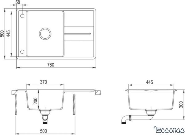 Кухонная мойка Aquasanita Bella SQB101AW (cerrus 120)