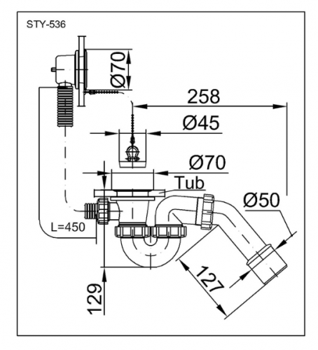 Сифон для ванны пробка на цепочке Styron STY-536