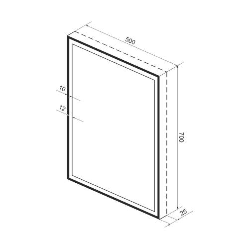 Прямоугольное зеркало с фронтальной LED-подсветкой Wellsee 7 Rays' Spectrum 172201180 (50*70 см, черный контур, сенсорная кнопка)