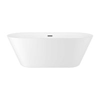 Отдельностоящая  акриловая ванна Wellsee Cute Twin R 23840103R, 168*75 см, цвет белый  глянец. Набор 4 в 1: ванна 238401000, ножки, экран, слив-перелив матовый  черный 231924000.