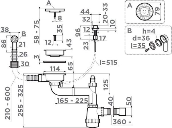 Сифон Omoikiri WK-1-CL-R-A AB