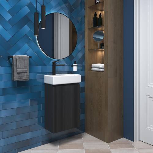 Wellsee Тумба под умывальник 2 в 1 WC Area 221802002 (тумба/матовый темно-серый, раковина/глянцевый белый, без ножек)