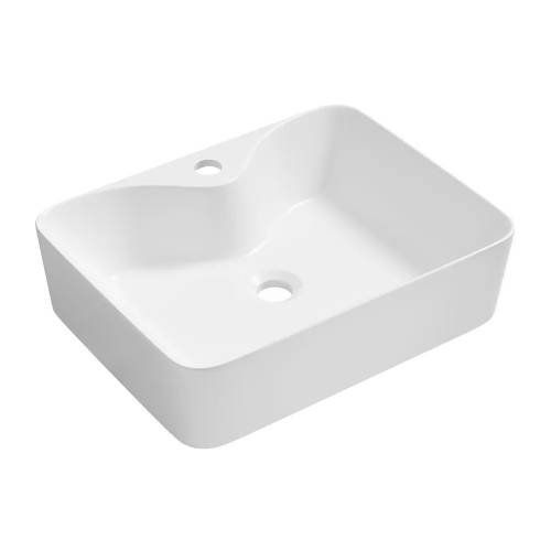 Накладная раковина на столешницу для ванной Lavinia Boho Sink 20215261R в наборе 3 в 1: раковина 48 см (белый глянец), донный клапан, сифон (цвет набора золото)