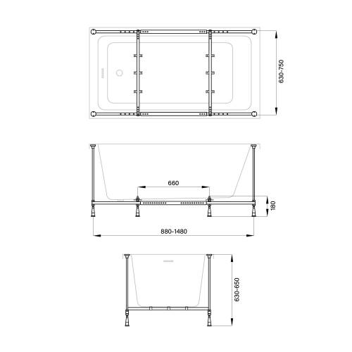 Каркас для ванны Wellsee Useful Extras 241905000 (для ванн коллекции Freedom)