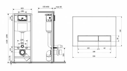 Инсталляция для унитаза комплект 5 в 1 Lavinia Boho Relfix 77020050: система инсталляции для подвесного унитаза, удлиненный комплект креплений, шумоизоляция, кнопка смыва, диспенсер